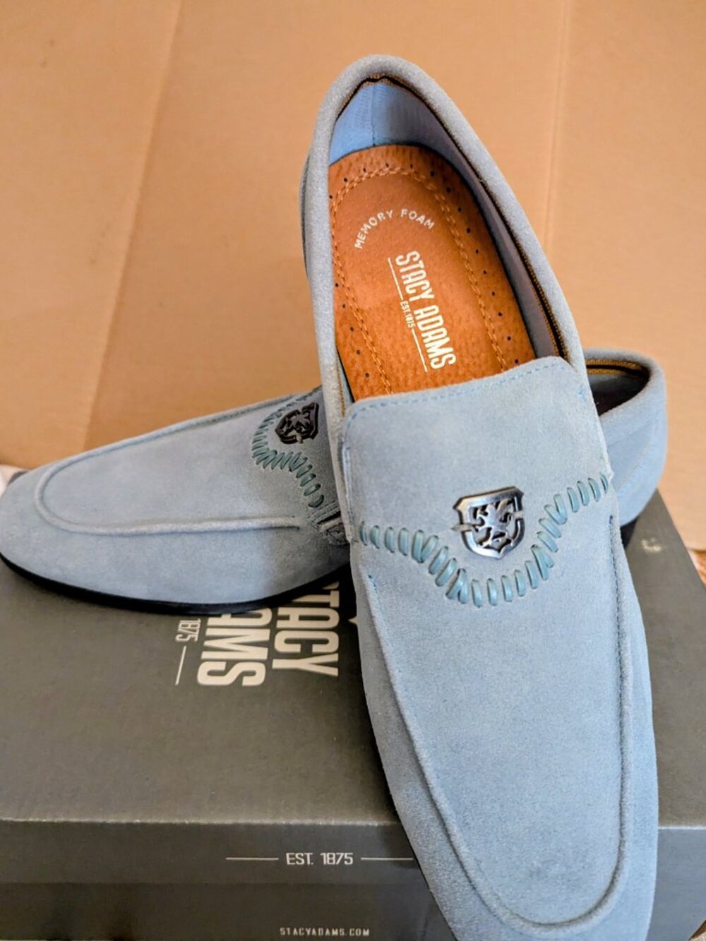 Stacy Adams Light Blue Mens Loafers Size 9.5 New